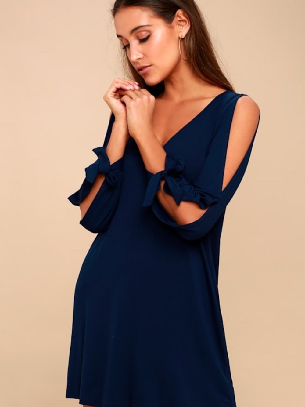 Lulus Glory Of Love Navy Blue Shift Dress - Size L